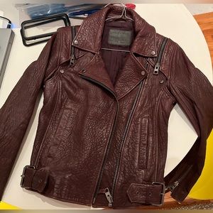 All Saints Oxblood Leather Jacket
